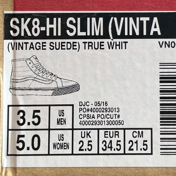 Vans‎ Sk8 Hi Slim Vintage Suede True White Shoes - Picture 9 of 9